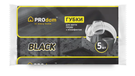 Губка кухонна 5 шт пориста "BLACK" ТМ PRODOM